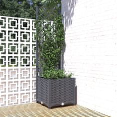 Greatstore sötétszürke PP rácsos kerti ültetőláda 40x40x136 cm