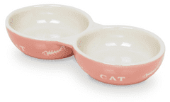 Nobby "Cat" dupla tál 2x130ml rózsaszín / bézs