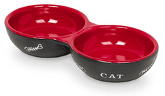 Nobby "Cat" dupla tál 2x130ml fekete/piros