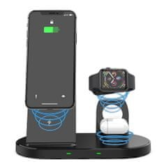Tech-protect W55 3in1 vezeték nélküli töltő mobil / AirPods / Apple Watch, fekete