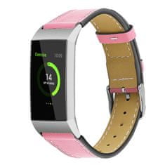 BStrap Leather Italy (Large) szíj Fitbit Charge 3 / 4, pink