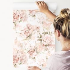 Muralo Tapéta Finom rózsák, Vintage, Fali dekoráció, Modern kivitelben, Könnyen tisztíthat 0,53m x 10m