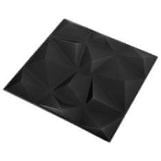 shumee 12 darab gyémántfekete 3D fali panel 50 x 50 cm 3 m²