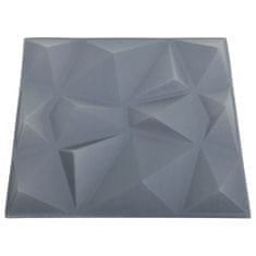 shumee 12 darab gyémánt szürke 3D fali panel 50 x 50 cm 3 m²