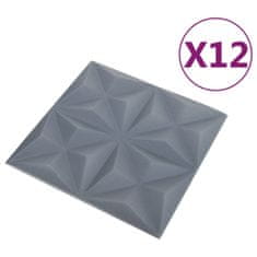 shumee 12 darab origami szürke 3D fali panel 50 x 50 cm 3 m²
