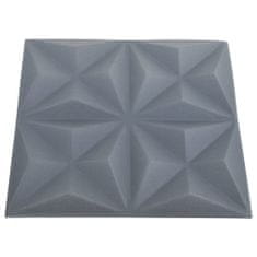 shumee 12 darab origami szürke 3D fali panel 50 x 50 cm 3 m²