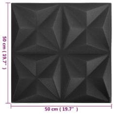 shumee 12 darab origamifekete 3D fali panel 50 x 50 cm 3 m²