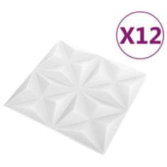 shumee 12 darab origamifehér 3D fali panel 50 x 50 cm 3 m²