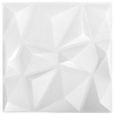 shumee 12 darab gyémánt fehér 3D fali panel 50 x 50 cm 3 m²