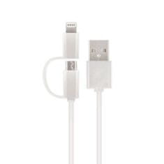 setty. nylon USB kábel 2 az 1-ben microUSB + Lightning 1m (GSM043223) fehér