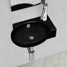 shumee Kerek kerámia fürdőszoba mosdókagyló csaptelep és túlfolyó fekete