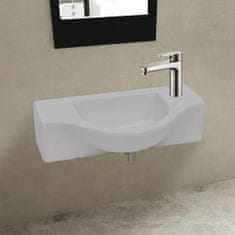 Greatstore Kerámia fürdőszoba mosdókagyló csaptelep lyukkal fehér