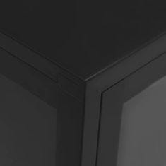 Greatstore fekete acél és üveg tálalószekrény 105 x 35 x 70 cm