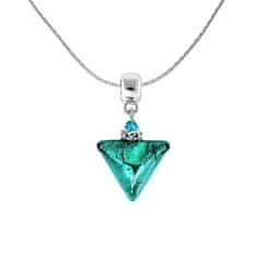 Lampglas Titokzatos nyaklánc Green Triangle tiszta ezüsttel a Lampglas NTA7 gyöngyben