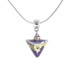 Lampglas Bájos nyaklánc Purple Triangle 24 karátos arannyal ellátott Lampglas NTA10 gyönggyel