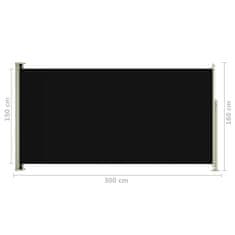 shumee fekete behúzható oldalsó terasznapellenző 160 x 300 cm