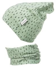 Emitex gyermek egyrétegű sapka és nyakmelegítő szett - csíkos, zöld, S