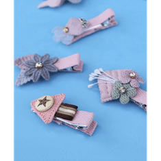 BB-Shop BestDiverse Hajdíszek, 6 darab, kislányok számára, Kis virágok, rózsaszín, szürke