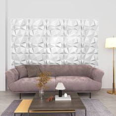 shumee 24 darab gyémánt fehér színű 3D fali panel 50 x 50 cm 6 m²