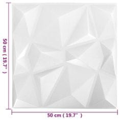 shumee 24 darab gyémánt fehér színű 3D fali panel 50 x 50 cm 6 m²