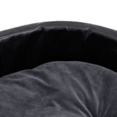 shumee fekete-sötétszürke plüss és műbőr kutyaágy 90 x 79 x 20 cm