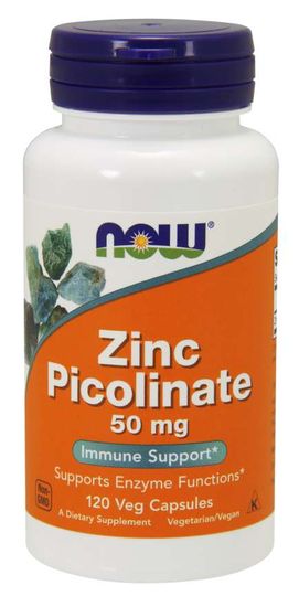 NOW Foods Cink-pikolinát (cink-pikolinát), 50 mg, 120 növényi kapszula