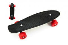 Teddies Gördeszka - pennyboard 43cm, teherbírás 60kg műanyag tengelyek, fekete, piros kerekek