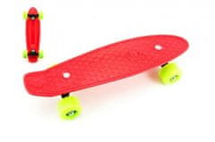 Teddies Gördeszka - pennyboard 43cm, teherbírás 60kg műanyag tengelyek, piros, zöld kerekek