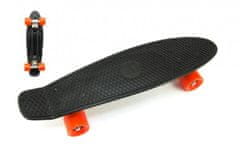 Teddies Gördeszka - pennyboard 60cm teherbírás 90kg, fém tengelyek, fekete szín, narancssárga kerekek