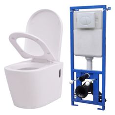 Vidaxl Falra szerelhető fehér kerámia WC rejtett öblítőtartállyal 274669
