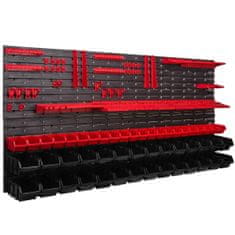 botle Panel készlet szerszámtartókkal 173 x 78 cm és 50 db Dobozok Piros és Fekete műanyag XL