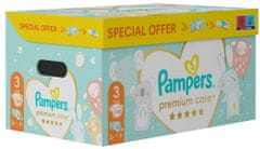 Pampers Ajándékdoboz - Premium Care pelenkák 3 méret, 120 pelenka + INGYENES törlőkendő