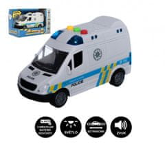 Teddies Rendőrségi furgon műanyag autó 15cm lendkerékre akkumulátor hanggal és fénnyel