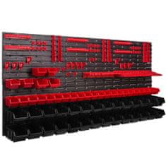 botle Fali panel szerszámokhoz 173 x 78 cm és 56 db Dobozok Piros és Fekete műanyag XL