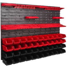 botle Műhely panel szerszámokhoz 115 x 78 cm és 44 db Dobozok Piros és Fekete műanyag