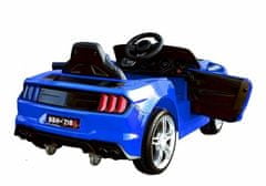 Lean-toys Kék sportautó USB SD bőr és puha kerekek + távirányító 2x45W