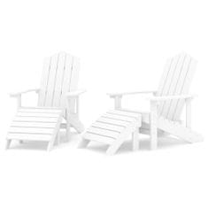 shumee 2 db fehér HDPE kerti adirondack szék lábtartóval