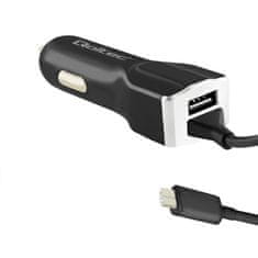 Qoltec autós töltő 12-24V | 17W | 5V | 3.4A | USB + USB C típusú kábel