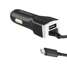 Qoltec autós töltő 12-24V | 17W | 5V | 3.4A | USB + Micro USB kábel