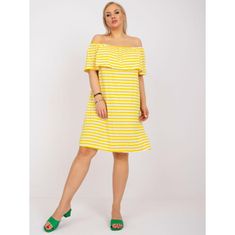 BASIC FEEL GOOD Női viszkóz plus size ruha ANNABEL sárga és fehér színben RV-SK-6638.71_364868 XL