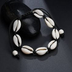 Northix Állítható karkötő fehér kagylóval - fekete 