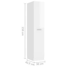 shumee magasfényű fehér forgácslap patikaszekrény 30 x 42,5 x 150 cm
