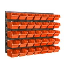 botle Tároló rendszer fali panel 58 x 39 cm és 35 db Dobozok Narancs műanyag
