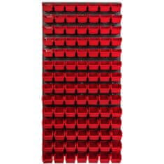 botle Tároló rendszer fali panel 58 x 117 cm és 98 db Dobozok Piros műanyag