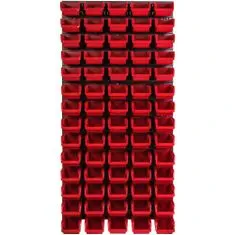 botle Tároló rendszer fali panel 58 x 117 cm és 70 db Dobozok Piros műanyag