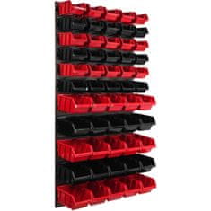 botle Tároló rendszer fali panel 58 x 117 cm és 55 db Dobozok Piros és Fekete műanyag