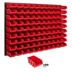 botle Tároló rendszer fali panel 115 x 78 cm és 99 db Dobozok Piros műanyag