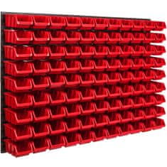 botle Tároló rendszer fali panel 115 x 78 cm és 99 db Dobozok Piros műanyag