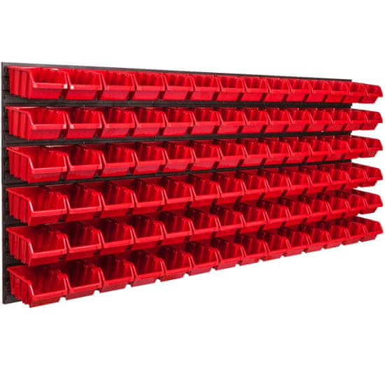 botle Tároló rendszer fali panel 173 x 78 cm és 84 db Dobozok Piros készlet XL