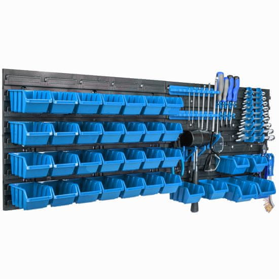 botle Szerszámtábla polcokkal 58 x 78 cm és 34 db Dobozok Kék Doboz szerszámtartó készlettel műanyag